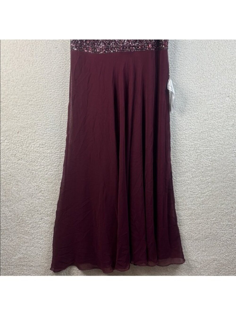NWT J Kara Womens Burgundy Beaded Short Sleeve Empire Waist Gown PLUS SIZE 18 - Picture 6 of 16
